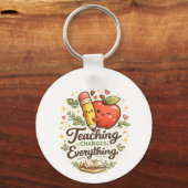 Lerarensieraden Cadeau met Potlood en Appel Sleutelhanger (Achterkant)