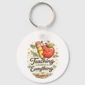 Lerarensieraden Cadeau met Potlood en Appel Sleutelhanger (Achterkant)