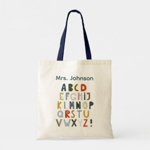 Lerarentas met alfabet kunst tote bag