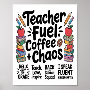 Lerarentreibstof Koffie Chaos Grappig Terug Naar S Poster
