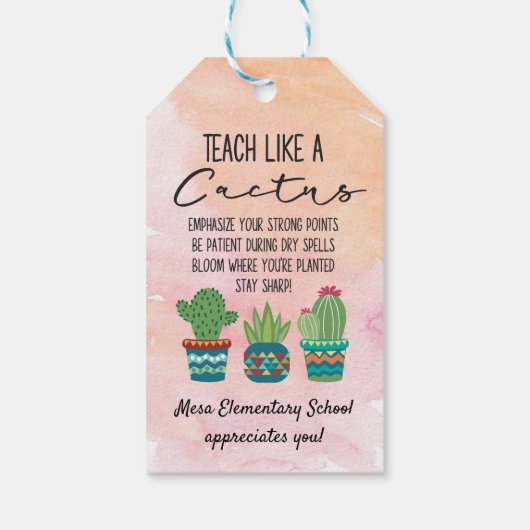Lerarenwaardering Week Cactus Theme Cadeaulabel (Achterkant)