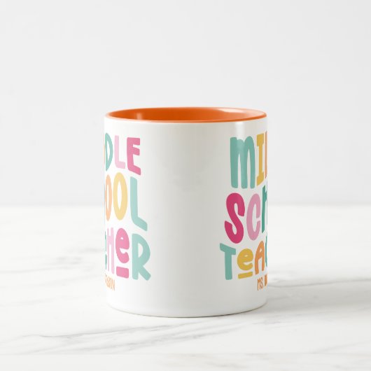 Lerares Middelbare School | Kleurrijk Retro  Tweekleurige Koffiemok (Center)