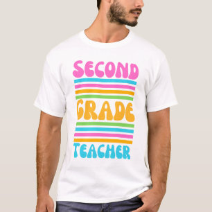 LERARESE TWEEDE KLAS Kleurrijke Bubble Lettertype T-shirt