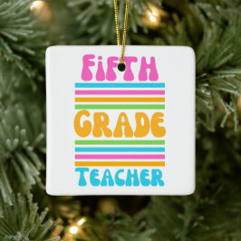 LERARESE VAN GROEP 7 Virbrant Kleuren Bubble Lette Keramisch Ornament