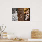 Leren 3e trouwdag hart feestje poster (Keuken)