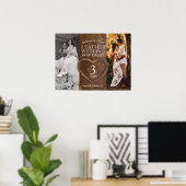 Leren 3e trouwdag hart feestje poster (Thuiskantoor)