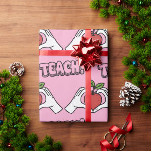 "LEREN" Apple & Heart Handen Kerstcadeau Cadeaupapier