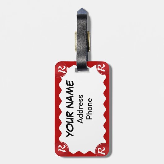 Leren Bagage Label met Monogram Hart (Achterkant verticaal)