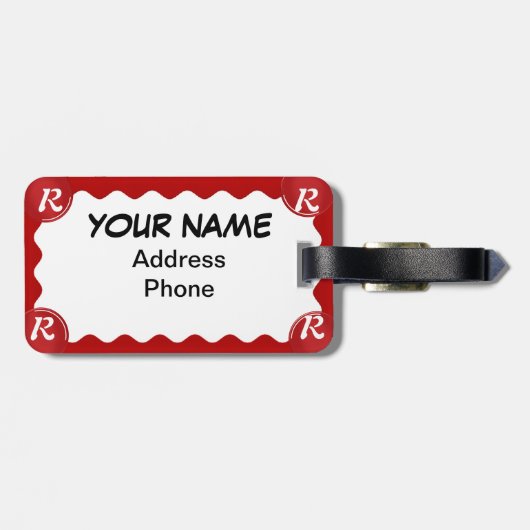 Leren Bagage Label met Monogram Hart (Achterkant horizontaal)