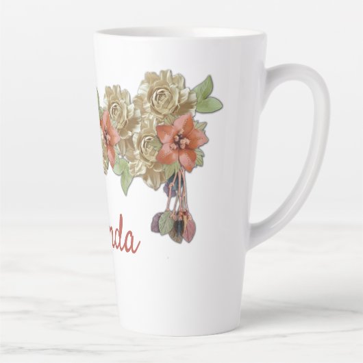 Leren Bloemen Latte Mok (Rechts)