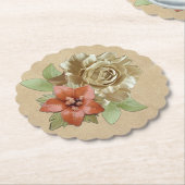 Leren bloemen & Suède Textuur Kunst Kartonnen Onderzetters (Gekanteld)