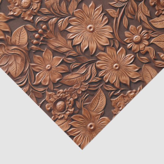 Leren bruine bloemen tissuepapier (Detail)