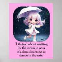 Leren dansen in de regen Chibil kunstposter