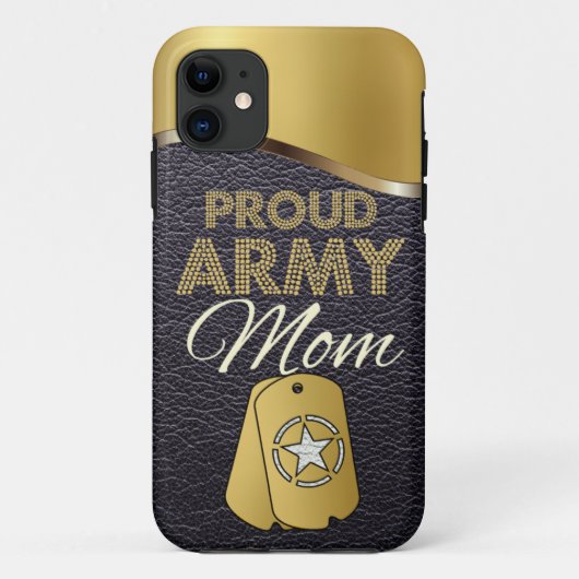 Leren en Gouden Trots Army Moeder Case-Mate iPhone Case (Achterkant)
