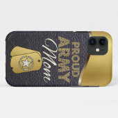 Leren en Gouden Trots Army Moeder Case-Mate iPhone Case (Achterkant (horizontaal))