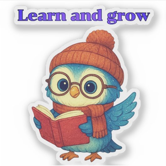 Leren en groeien - Uil Sticker (Voorkant)