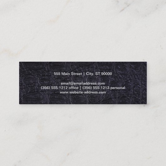 Leren faux (krokodil) mini visitekaartje (Achterkant)