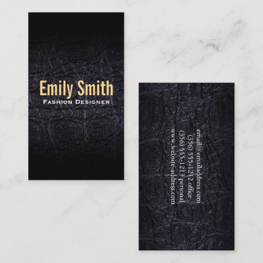 Leren faux (krokodil) visitekaartje (Voorkant / Achterkant)