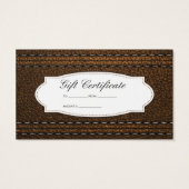 Leren gestikt | Cadeaubon Visitekaartje (Achterkant)
