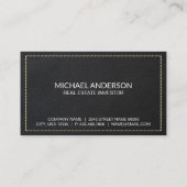 Leren gestikt | Goud Vastgoed Logo Visitekaartje (Achterkant)