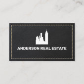 Leren gestikt | Makelaar in onroerend goed Visitekaartje (Voorkant)