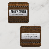 Leren gestikt vierkante visitekaartje (Voorkant / Achterkant)