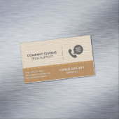 Leren | Gestikte Bruine Leren Achtergrond Magnetisch Visitekaartje (Voorbeeld)