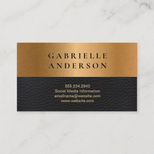 Leren   Gouden Metallic Kleurblok Visitekaartje