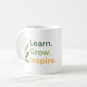 Leren. Groeien. Inspireer. Koffiemok (Voorkant links)