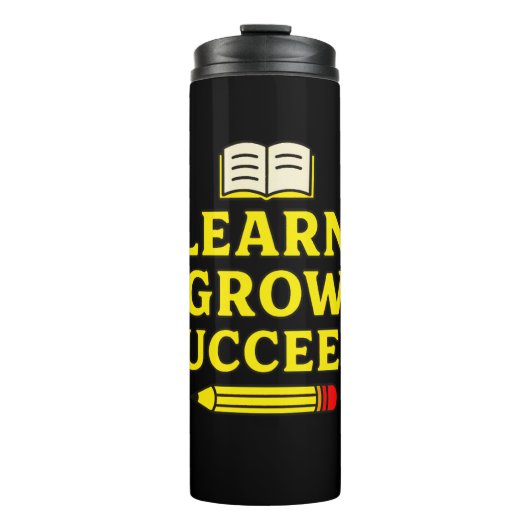 Leren. Groeien. Succes. Motivatie Thermosbeker (Voorkant)