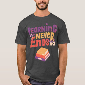 leren houdt nooit op jongen t-shirt