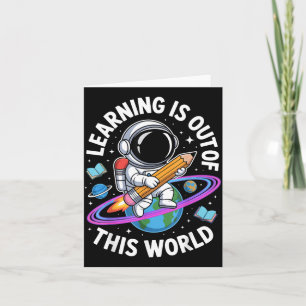Leren is buiten deze wereld astronaut potlood kaart
