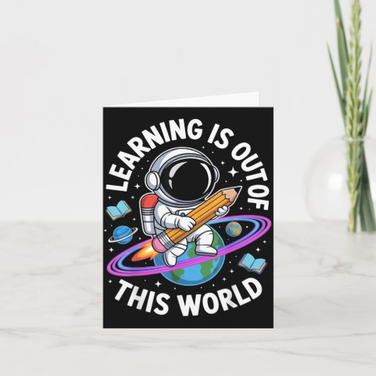 Leren is buiten deze wereld astronaut potlood kaart (Voorkant)