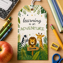 Leren is een Avontuur School Cadeaulabel