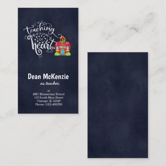 Leren is een hartverscheurend werk visitekaartje (Voorkant / Achterkant)