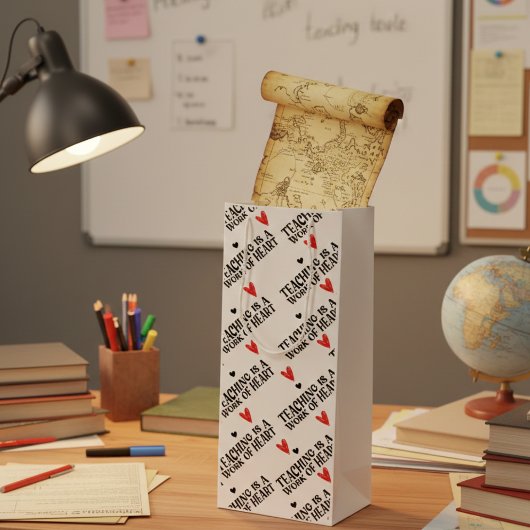 Leren is een hartverscheurend werk wijn cadeautas