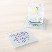 Leren is een kunstwerk glazen onderzetter (Schuin)