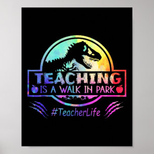 Leren is een loopje in Park Teacher Life Funny Mot Poster