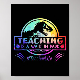 Leren is een loopje in Park Teacher Life Funny Mot Poster