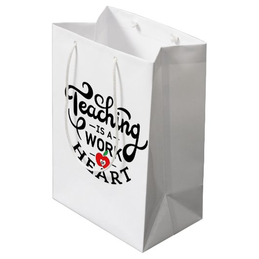 Leren is een werk van hart gewaardeerd voor leraar medium cadeauzakje (Achterkant Gekanteld)