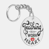 Leren is een werk van hart gewaardeerd voor leraar sleutelhanger (Voorkant Links)