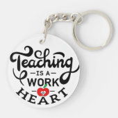 Leren is een werk van hart gewaardeerd voor leraar sleutelhanger (Achterkant)