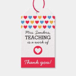 "Leren is een werk van het hart" Label voor leraar Cadeaulabel