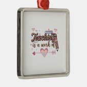 Leren is een werk van leraar metalen ornament (Rechts)