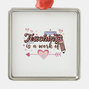 Leren is een werk van leraar metalen ornament