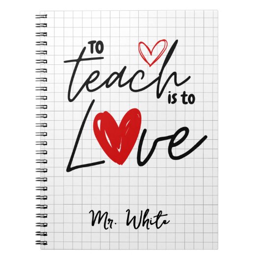 Leren is houden van een gepersonaliseerde leraar notitieboek (Voorkant)