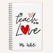 Leren is houden van een gepersonaliseerde leraar notitieboek (Voorkant)