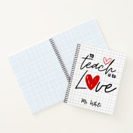 Leren is houden van een gepersonaliseerde leraar notitieboek