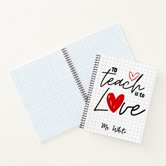 Leren is houden van een gepersonaliseerde leraar notitieboek (Binnen)