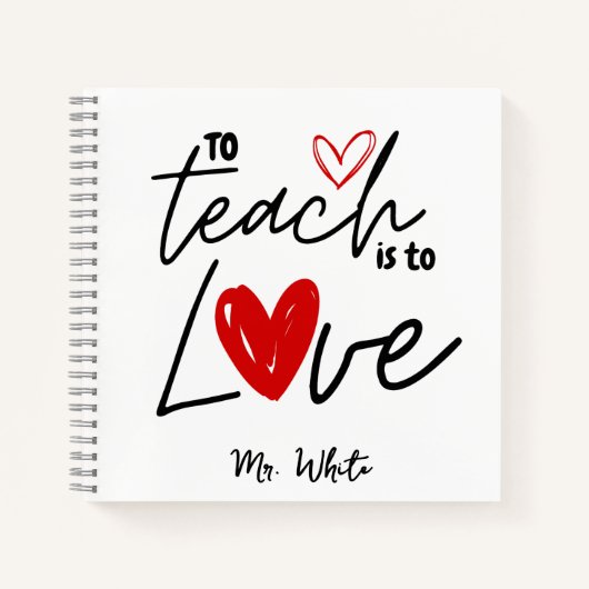 Leren is houden van een gepersonaliseerde leraar notitieboek (Voorkant)